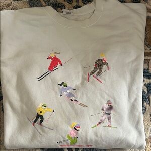 Women's Skiing Graphic Sweater - Cream